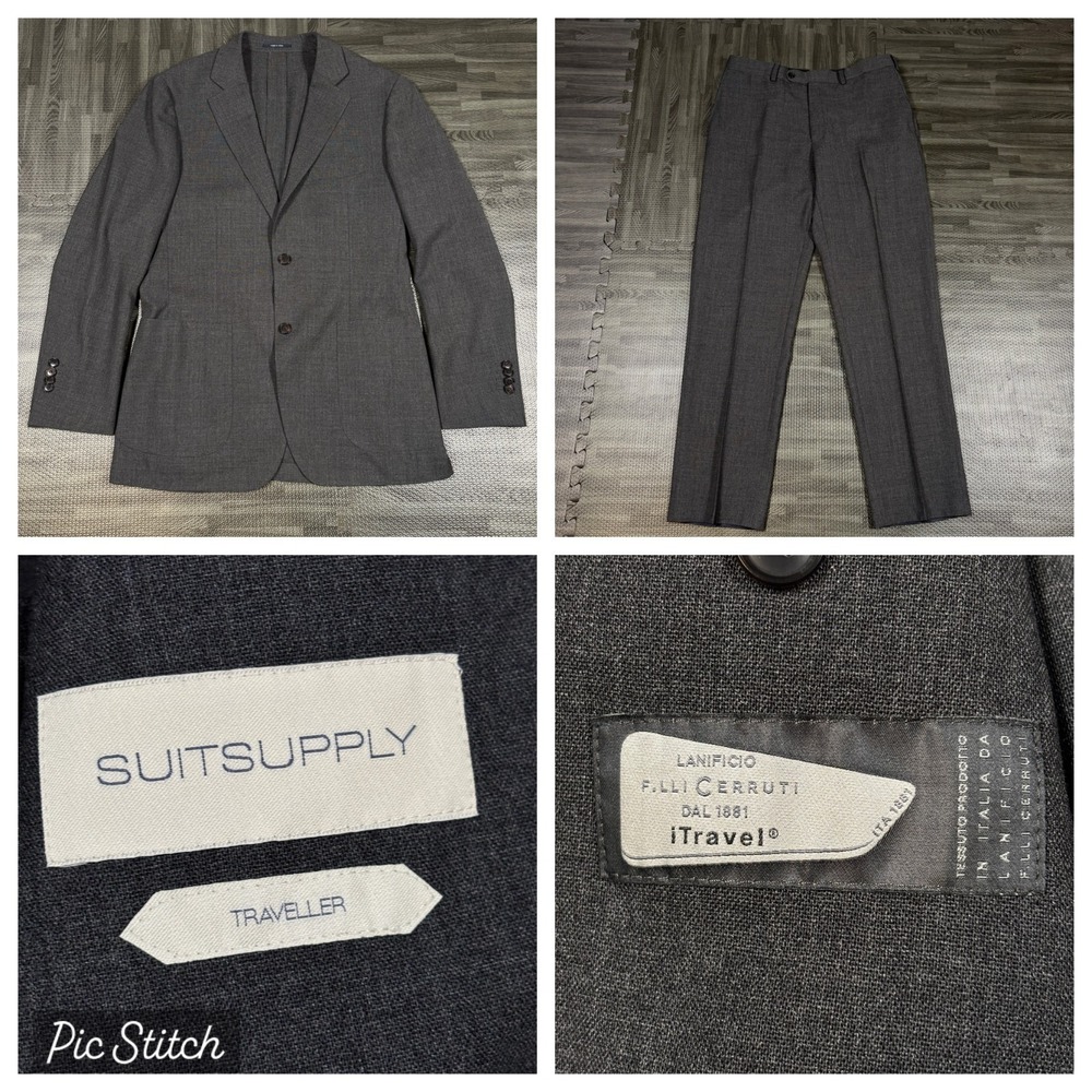 Suitsupply Suit Mens 38R (32x30) Gray Wool Traveller Brescia Lanificio Cerruti